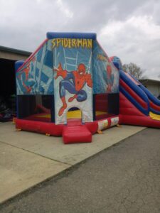 Super hero bounce house combo front