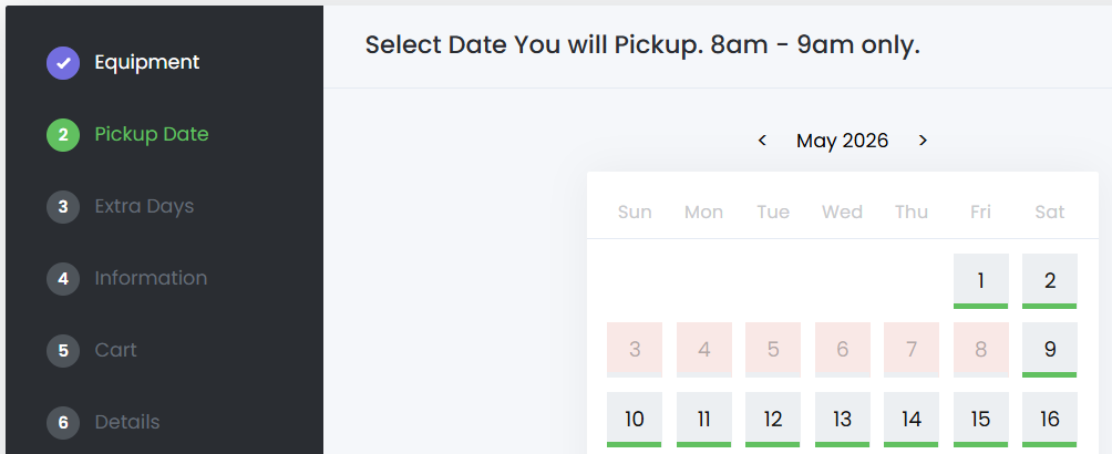Booking system summary and confirmation example