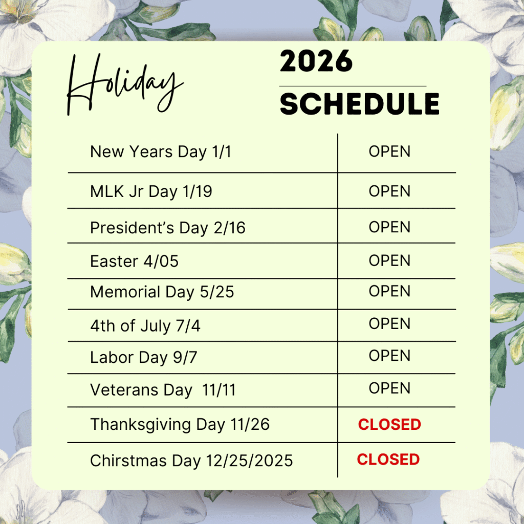 2026 Holiday Schedule